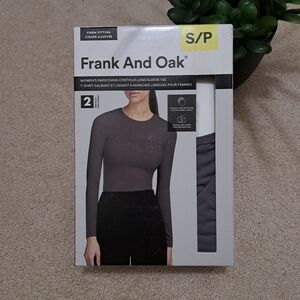 Frank and Oak 2 pack Womens Long-sleeve Smoothing Tees Size Small Grey Cream NEW